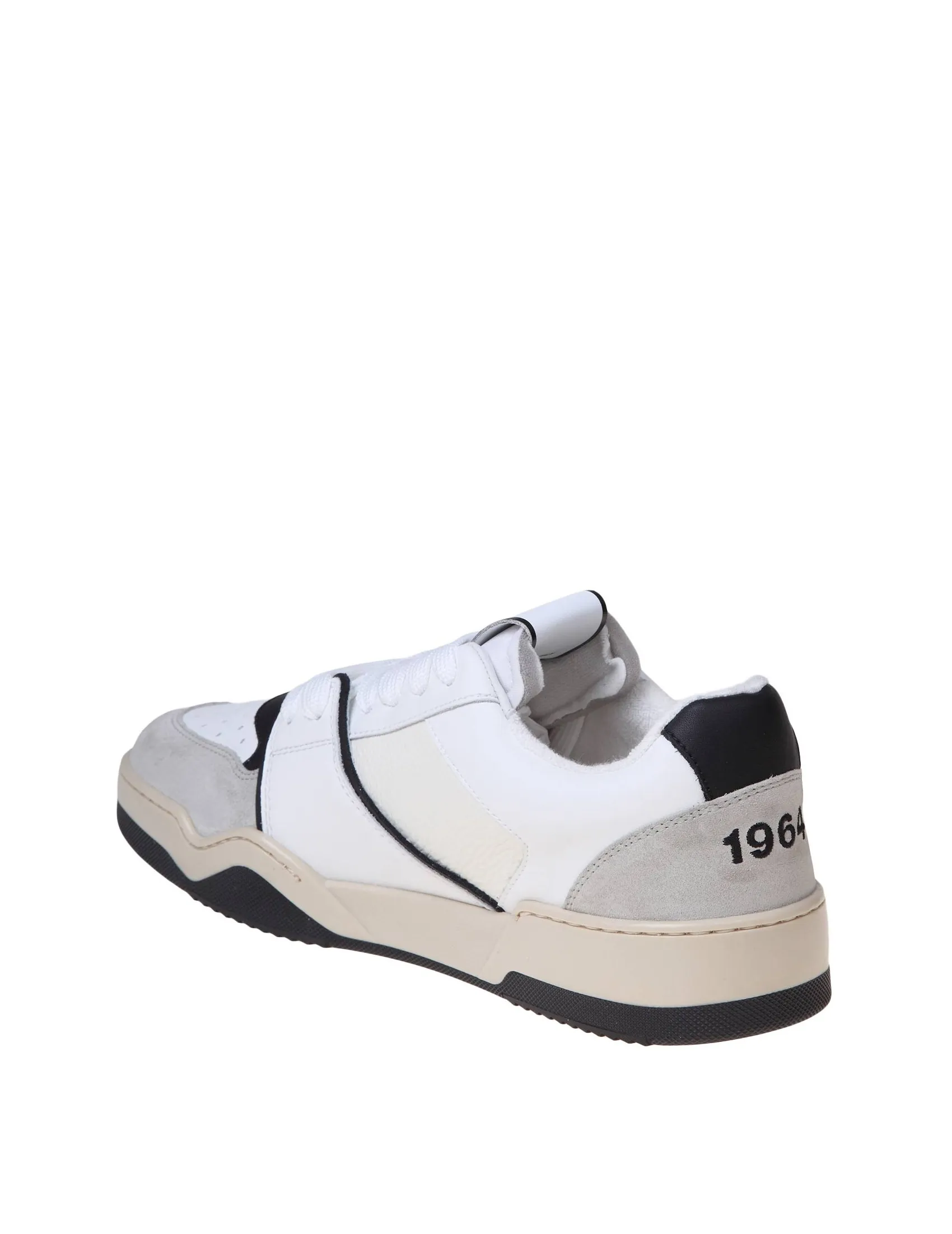 DSQUARED2 BLACK AND WHITE LEATHER AND SUEDE SNEAKERS