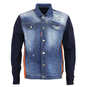 DSQUARED2 - Nylon Layered Dan Denim Jacket in Blue