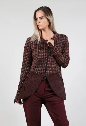 Dual Fabric Zip Through Jacket in Bronze Check