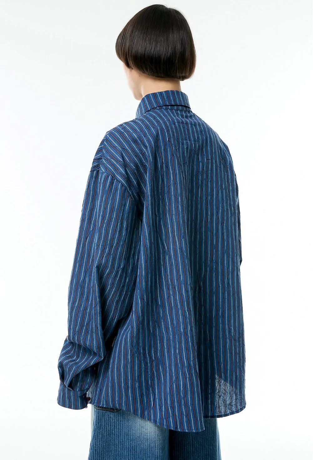 ESC STUDIO  |●ESC STUDIO● oversize stripe neck tie shirt (2color) unisex