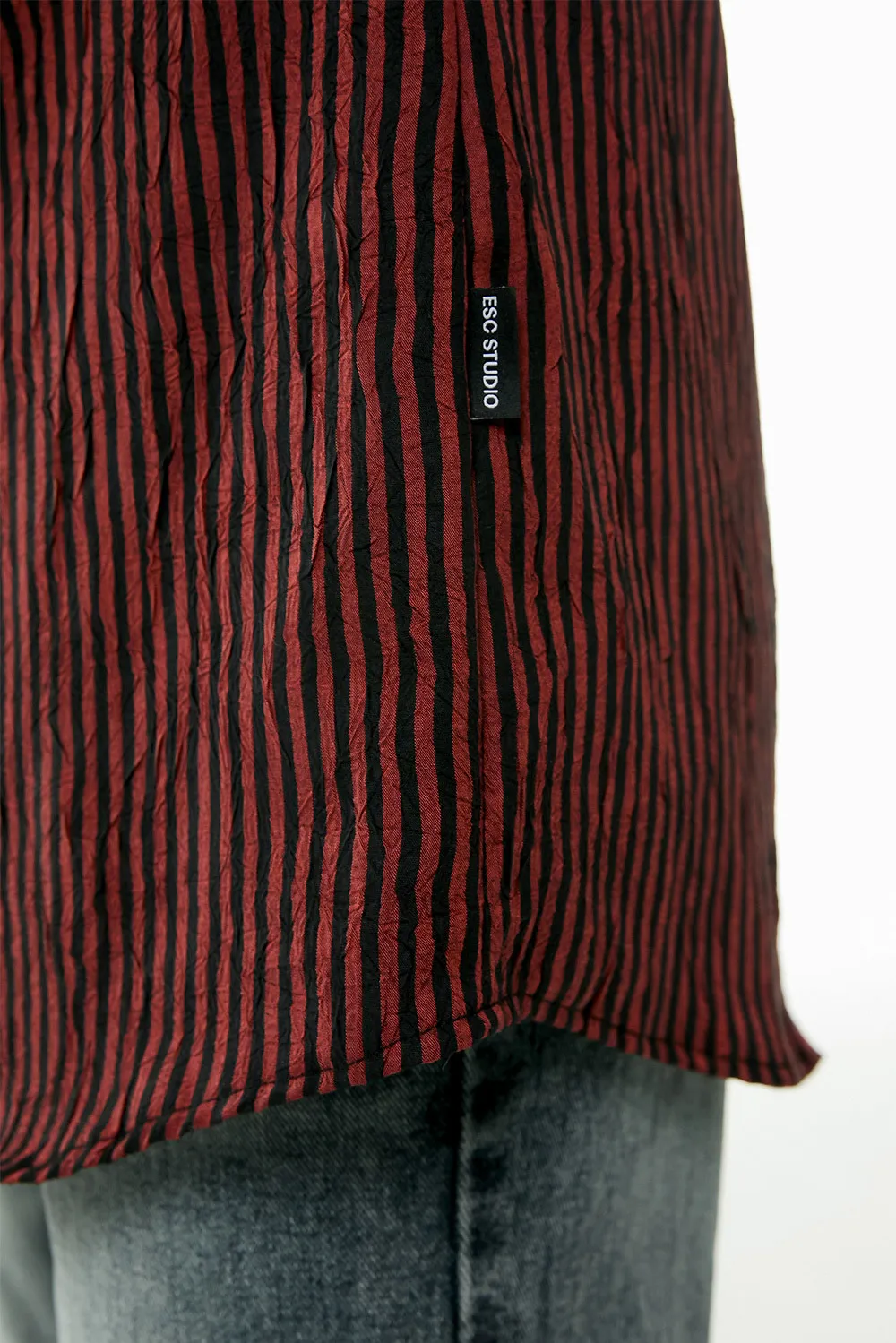 ESC STUDIO  |●ESC STUDIO● oversize stripe neck tie shirt (2color) unisex