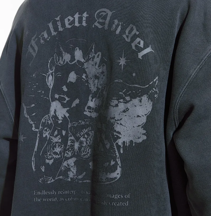 Fallett  |Unisex Long Sleeves Plain Cotton Oversized Logo Hoodies