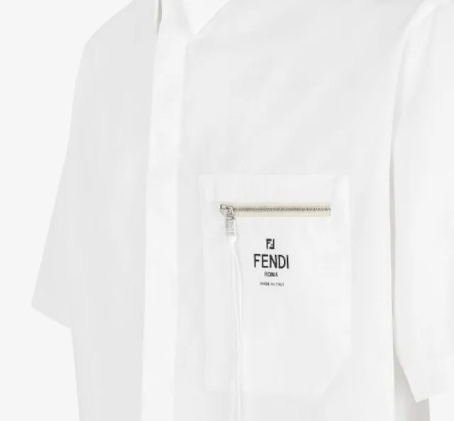 FENDI  |Plain Cotton Short Sleeves Oversized Logo Luxury Shirts