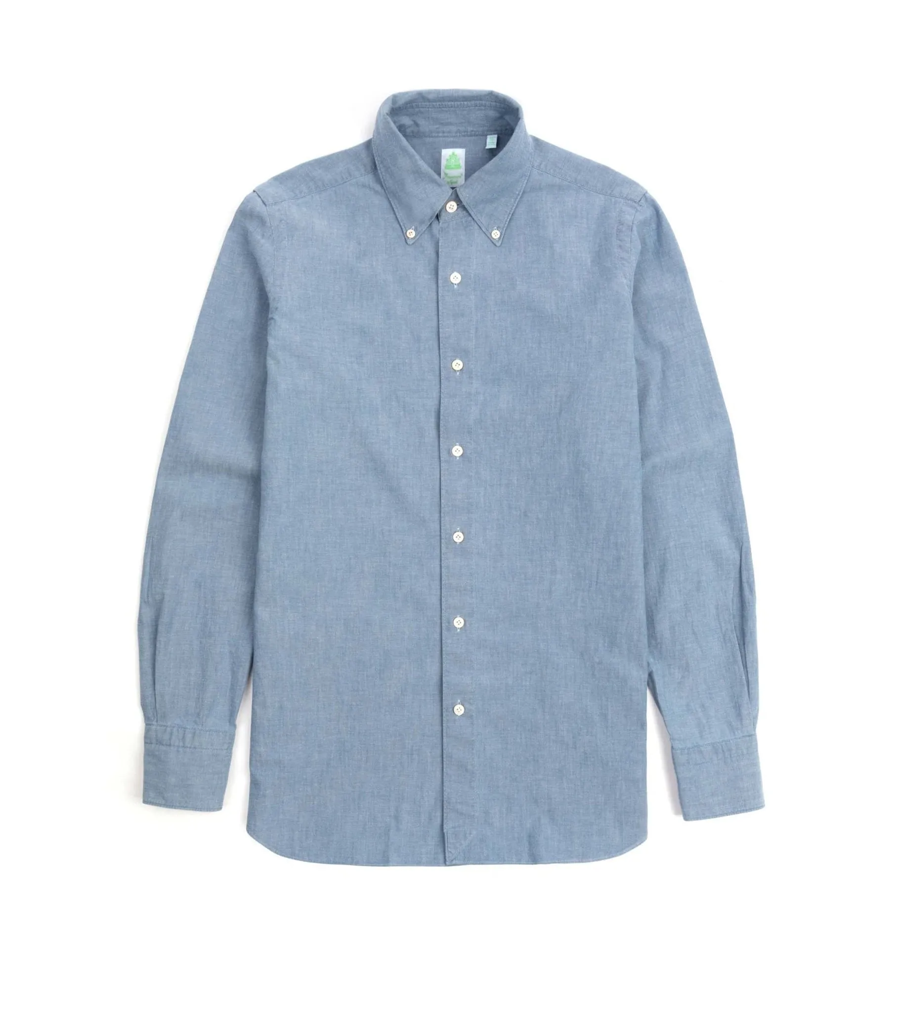 Finamore Gaeta Classic Cotton Leonardo Button Down Sport Shirt: Chambray