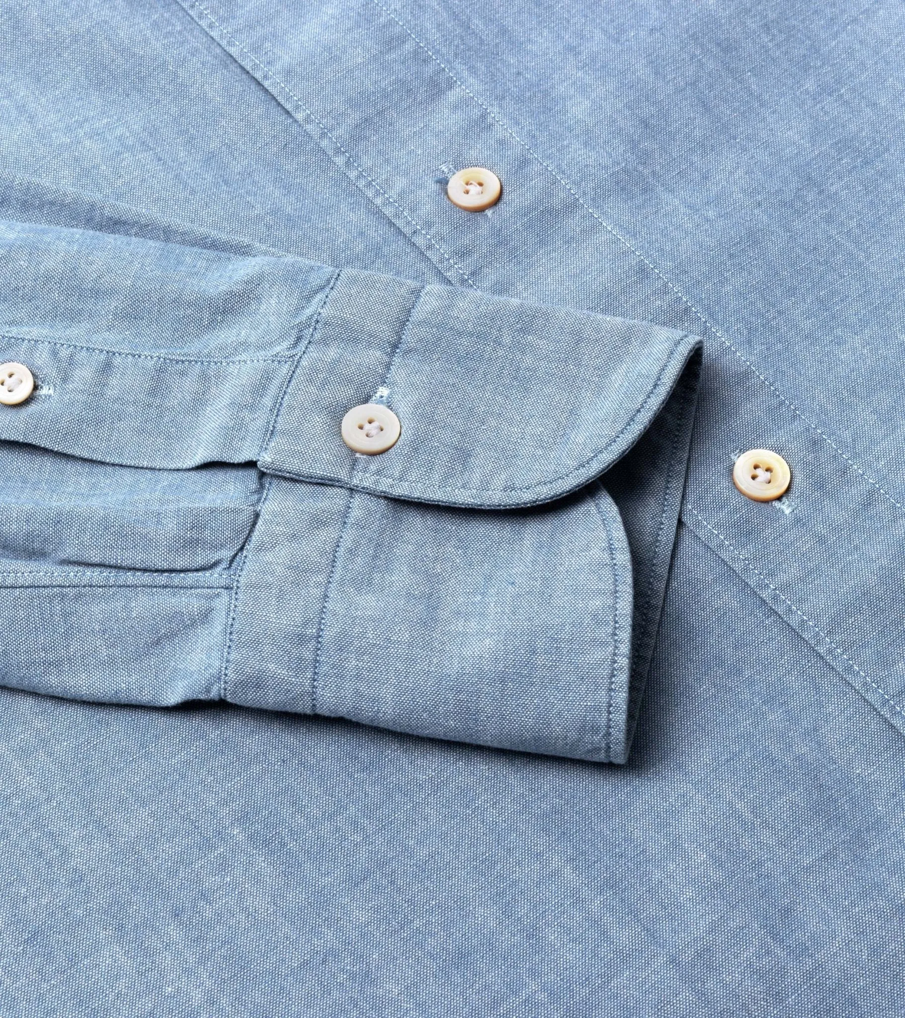 Finamore Gaeta Classic Cotton Leonardo Button Down Sport Shirt: Chambray