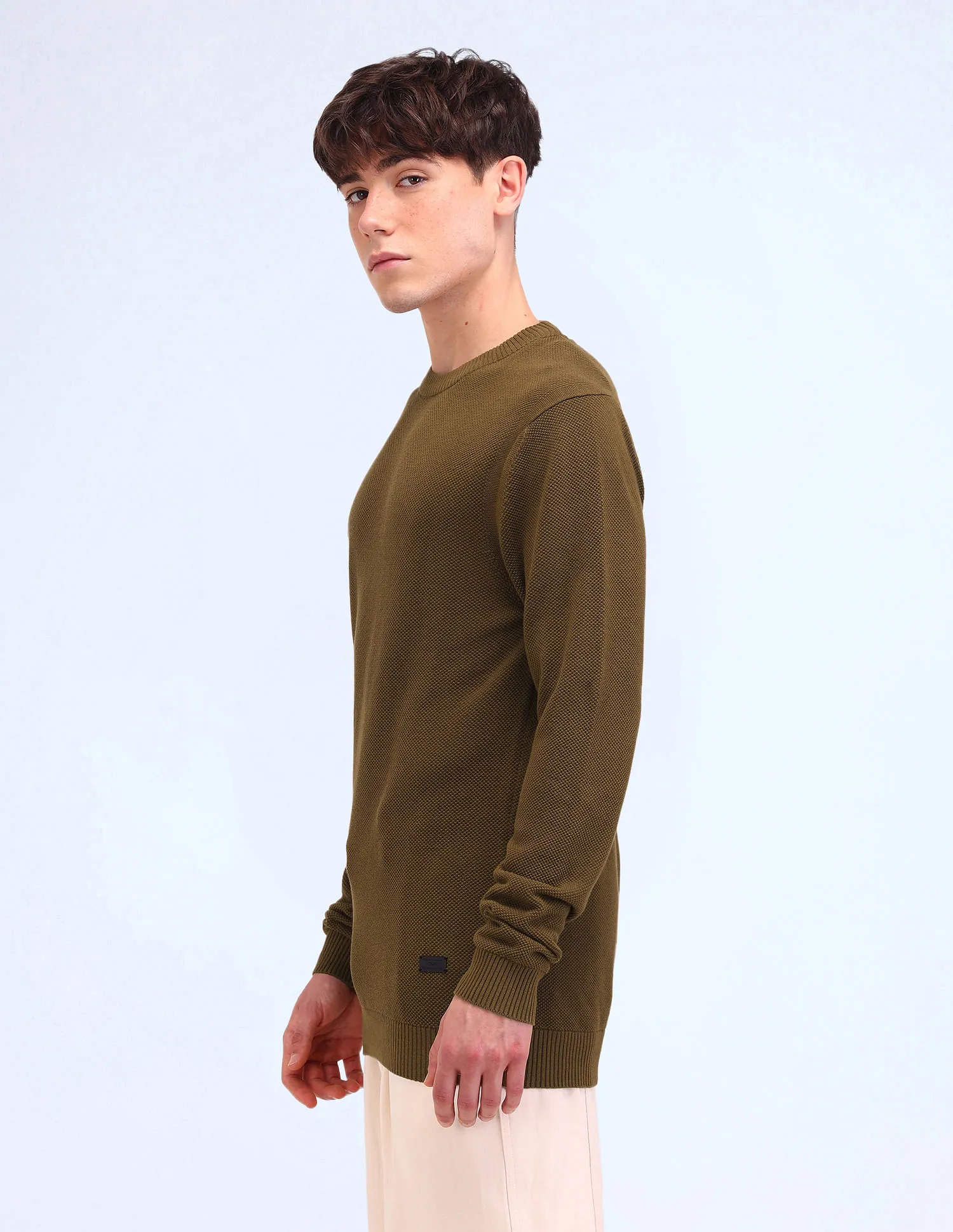 Flying Machine Textured Cotton Sweater