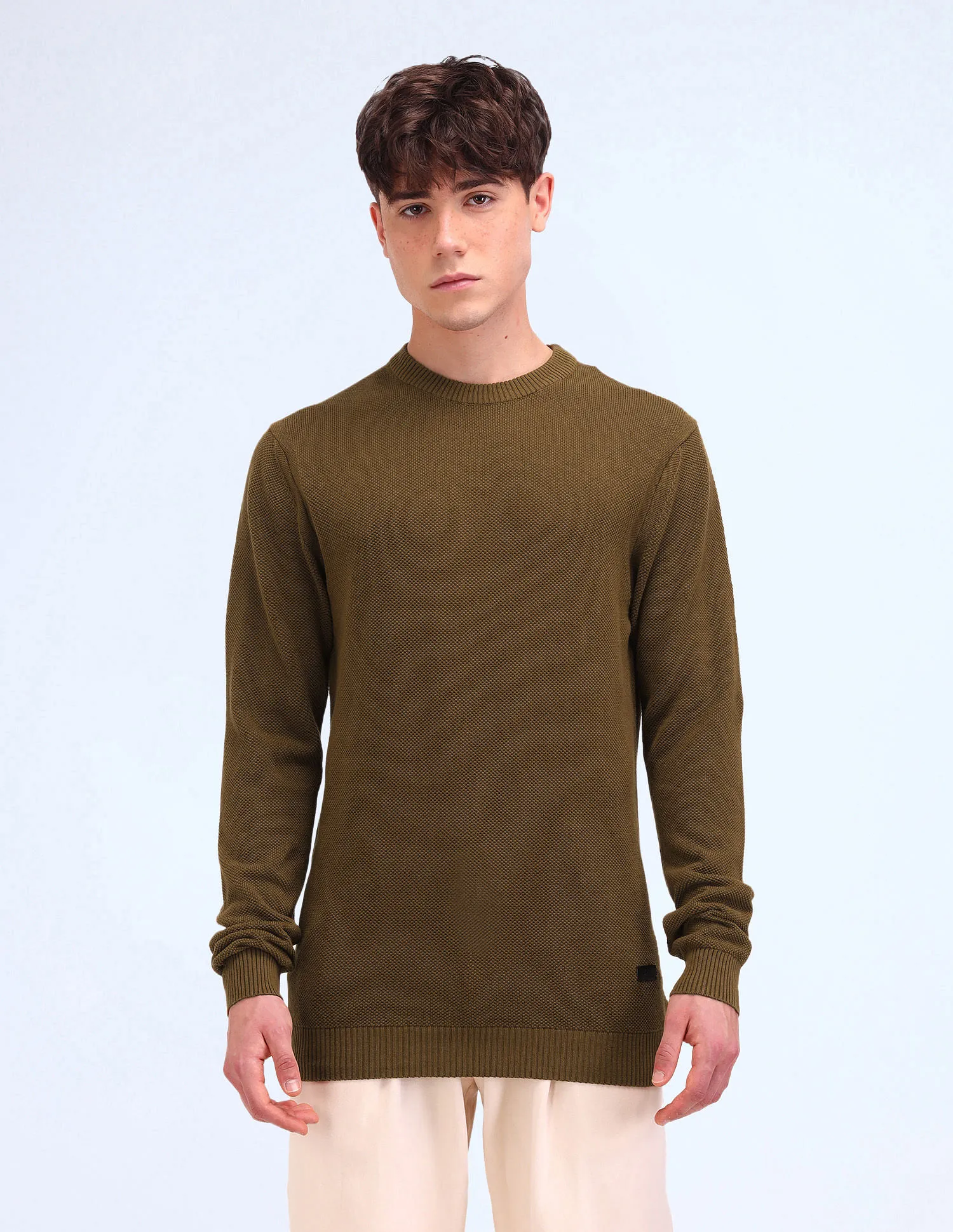 Flying Machine Textured Cotton Sweater