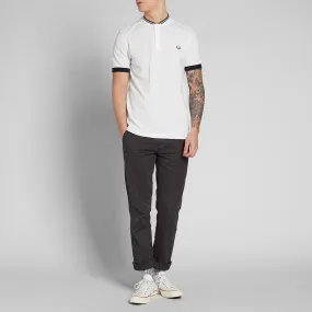 Fred Perry Bomber Collar Pique PoloWhite