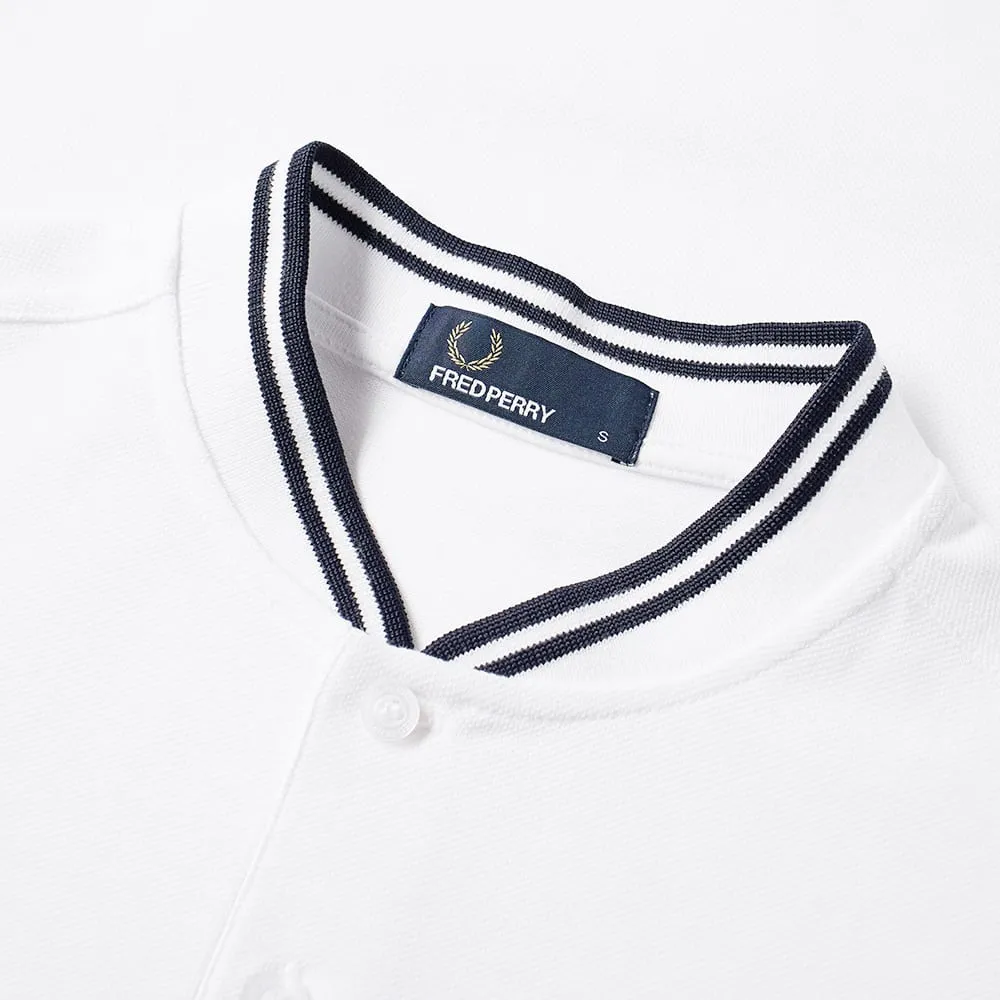 Fred Perry Bomber Collar Pique PoloWhite