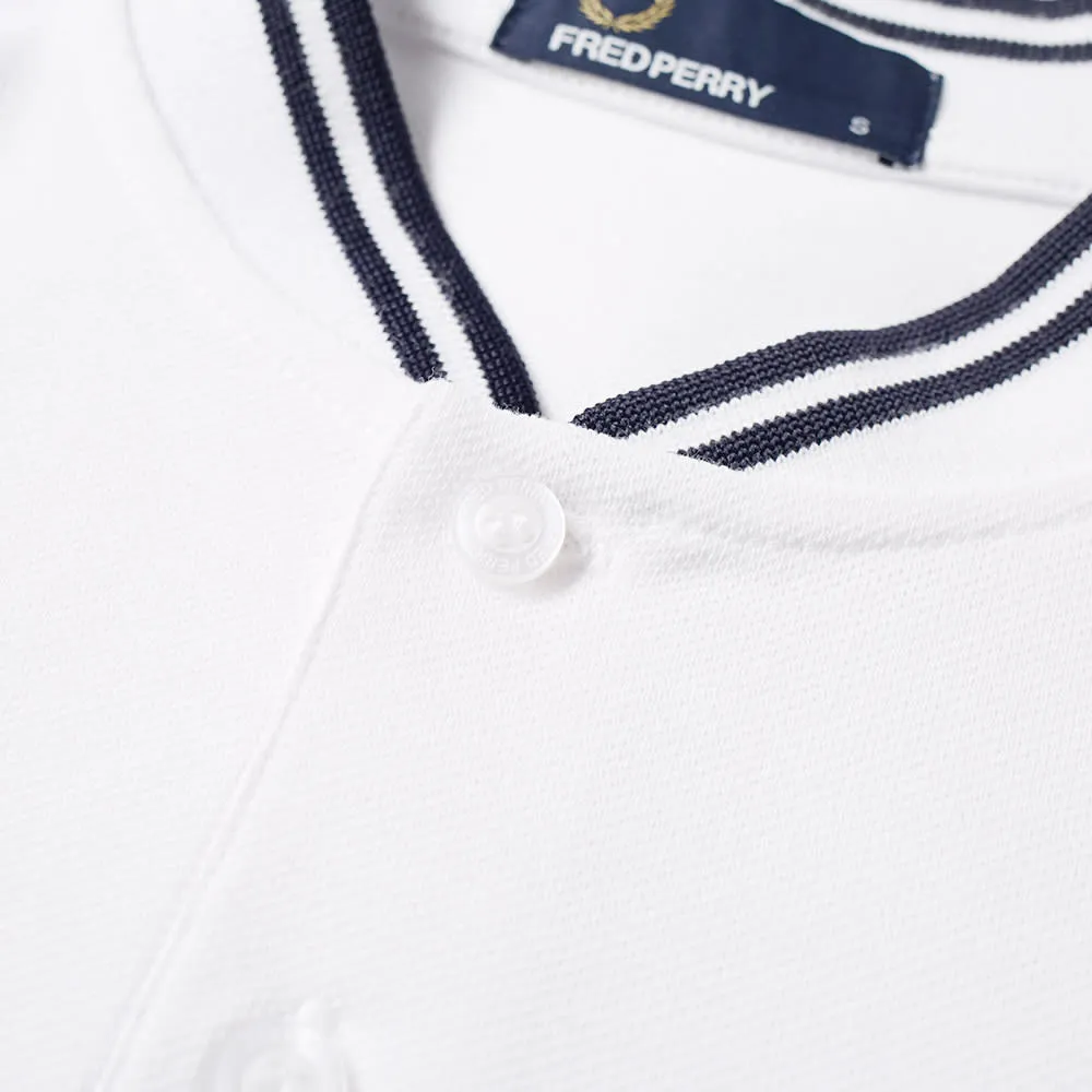 Fred Perry Bomber Collar Pique PoloWhite