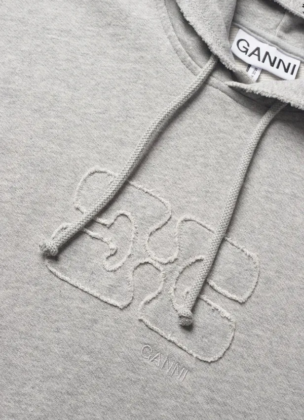 Ganni  |Long Sleeves Plain Cotton Co-ord Logo Hoodies & Sweatshirts