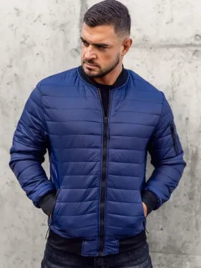 Giacca con trapuntate mezza stagione tipo bomber da uomo blu Bolf MY-02