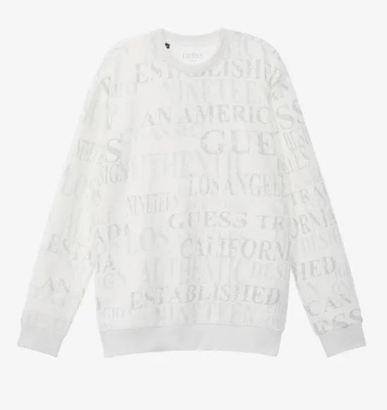 Guess  |Street Style Long Sleeves Plain Oversized Sweatshirts