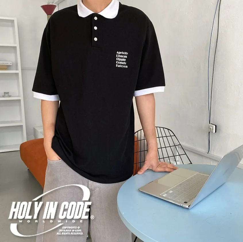 HOLY IN CODE  |Unisex Street Style Bi-color Cotton Short Sleeves Oversized