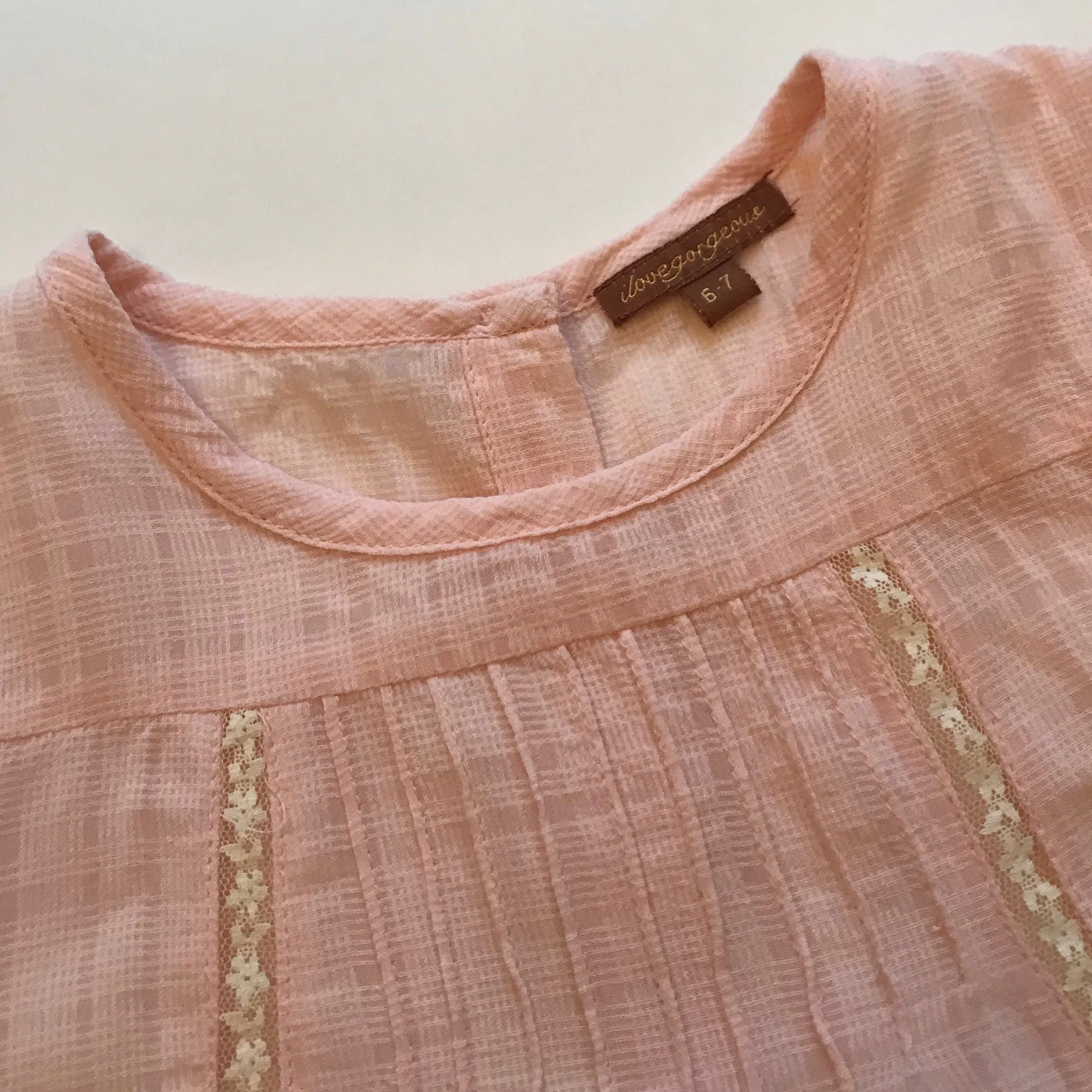 I Love Gorgeous Pale Pink Blouse With Lace Trim