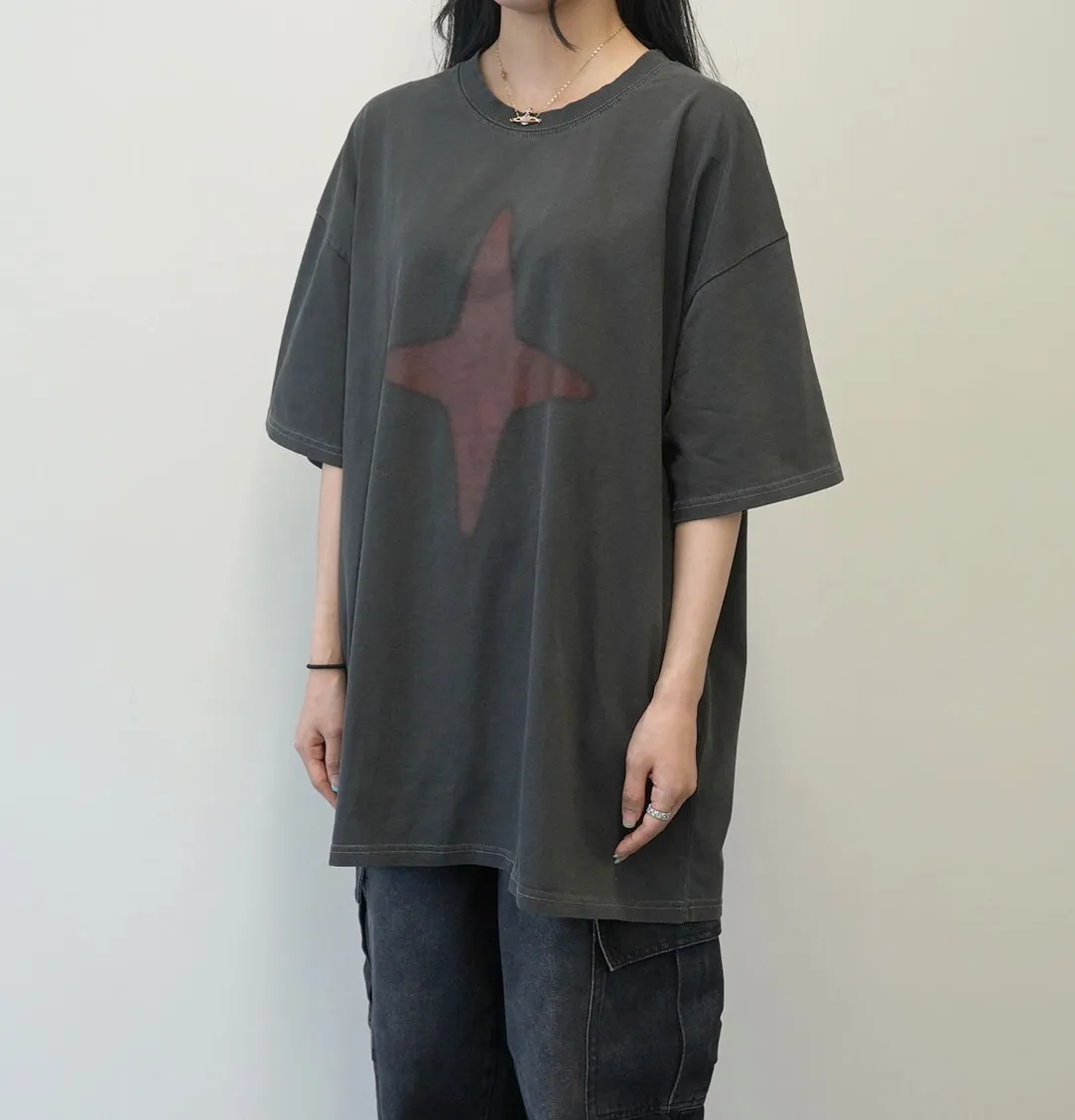 IONSEOUL  |Unisex Street Style Plain Cotton Oversized Logo T-Shirts