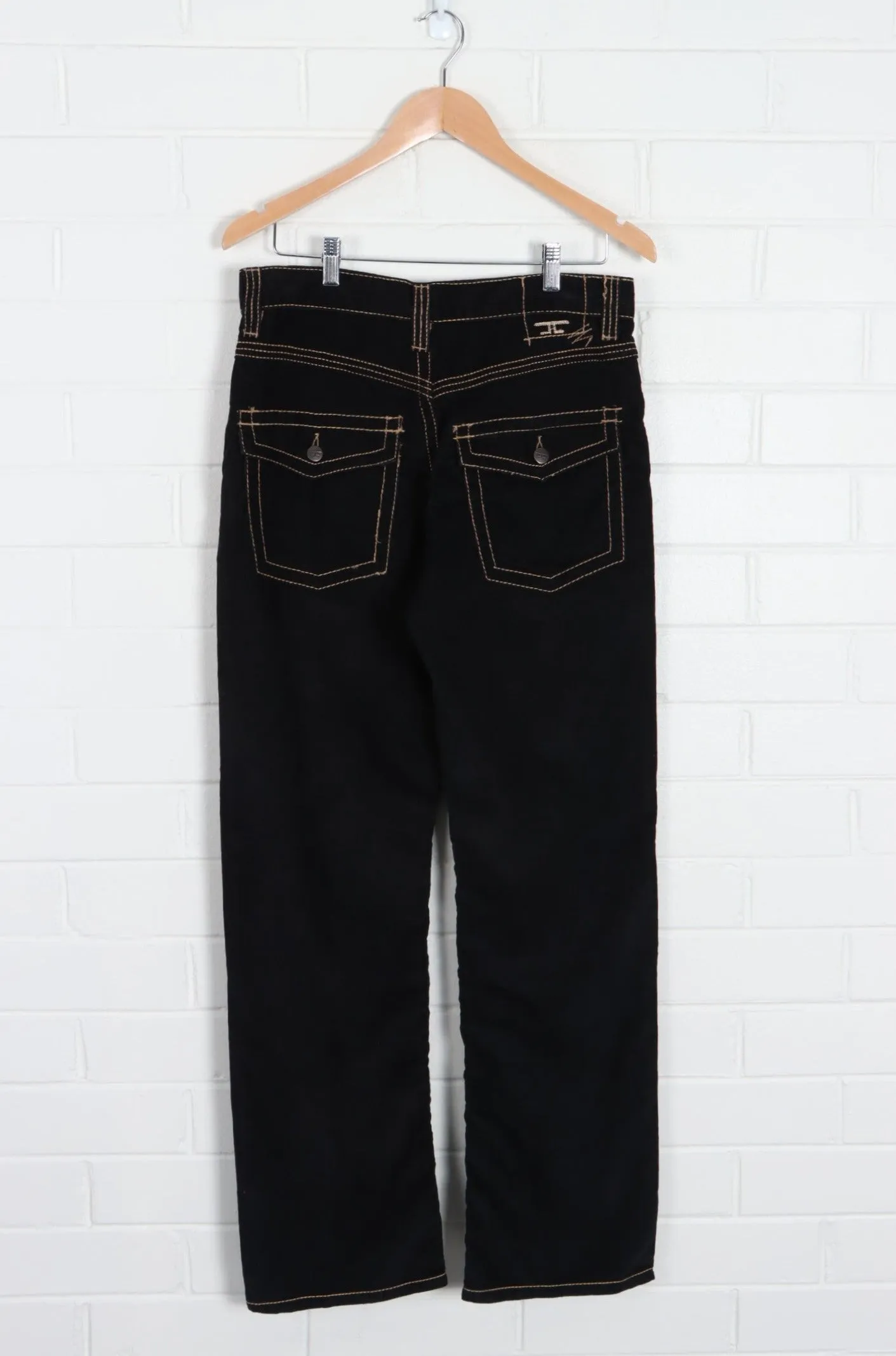 JORDAN CRAIG Black Cord Pants with Gold Stitching (32 x 32)