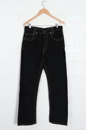 JORDAN CRAIG Black Cord Pants with Gold Stitching (32 x 32)