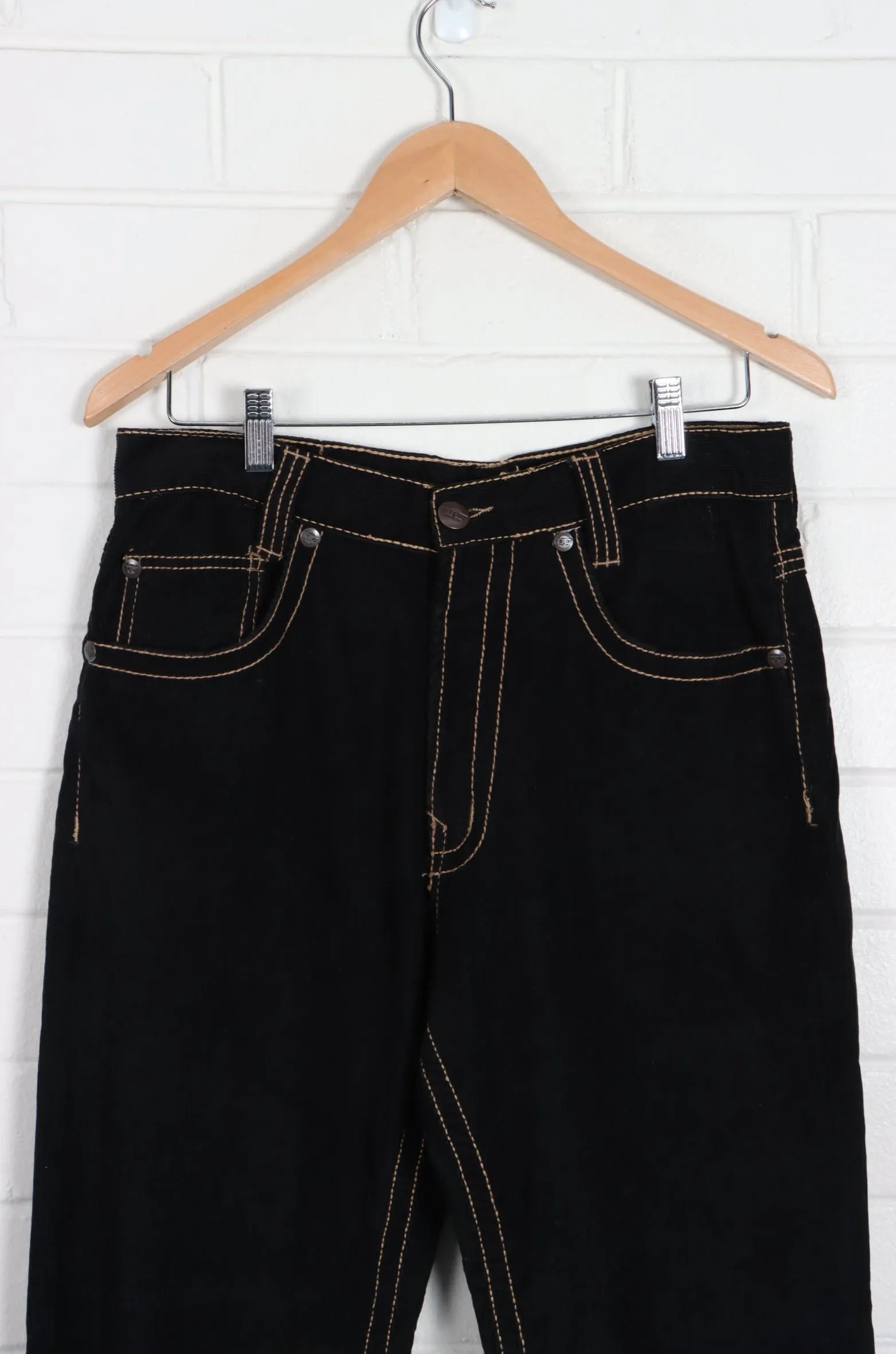 JORDAN CRAIG Black Cord Pants with Gold Stitching (32 x 32)