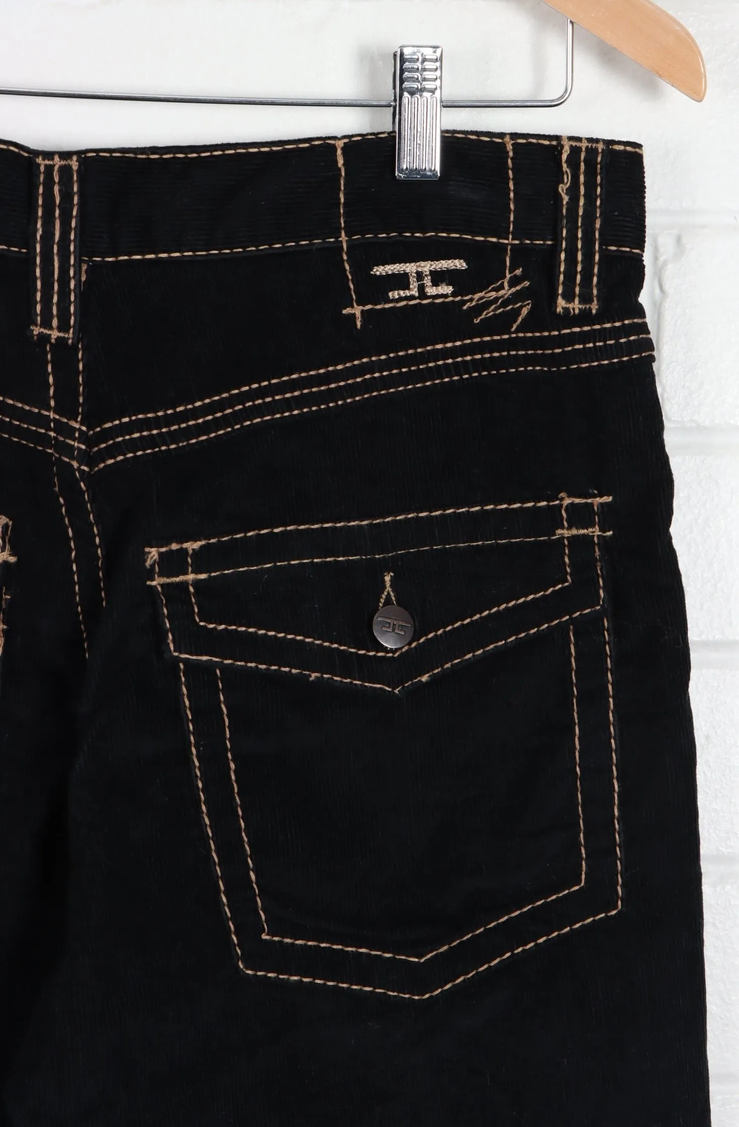 JORDAN CRAIG Black Cord Pants with Gold Stitching (32 x 32)