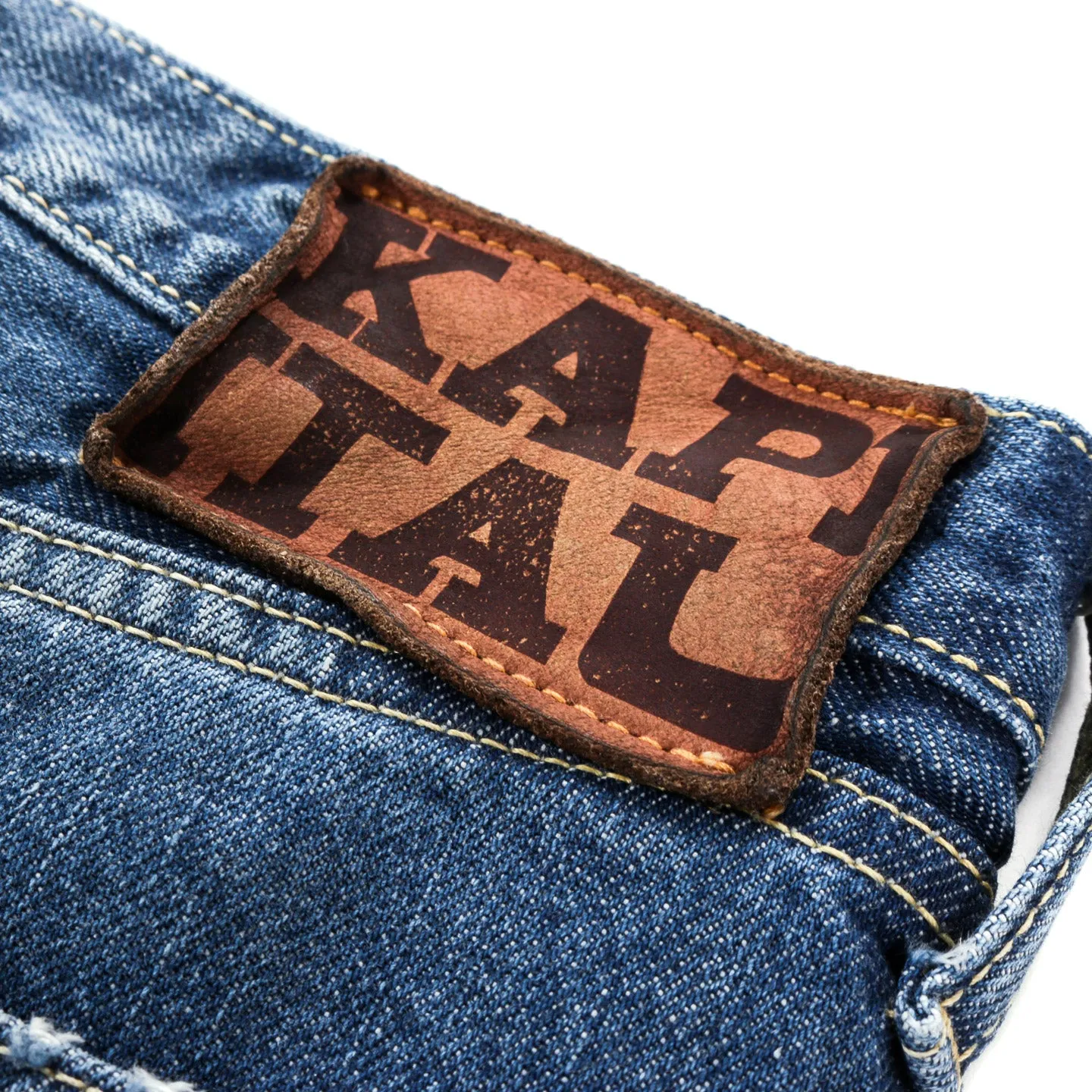 KAPITAL 14OZ DENIM 5P MONKEY CISCO MIDTONE WASH