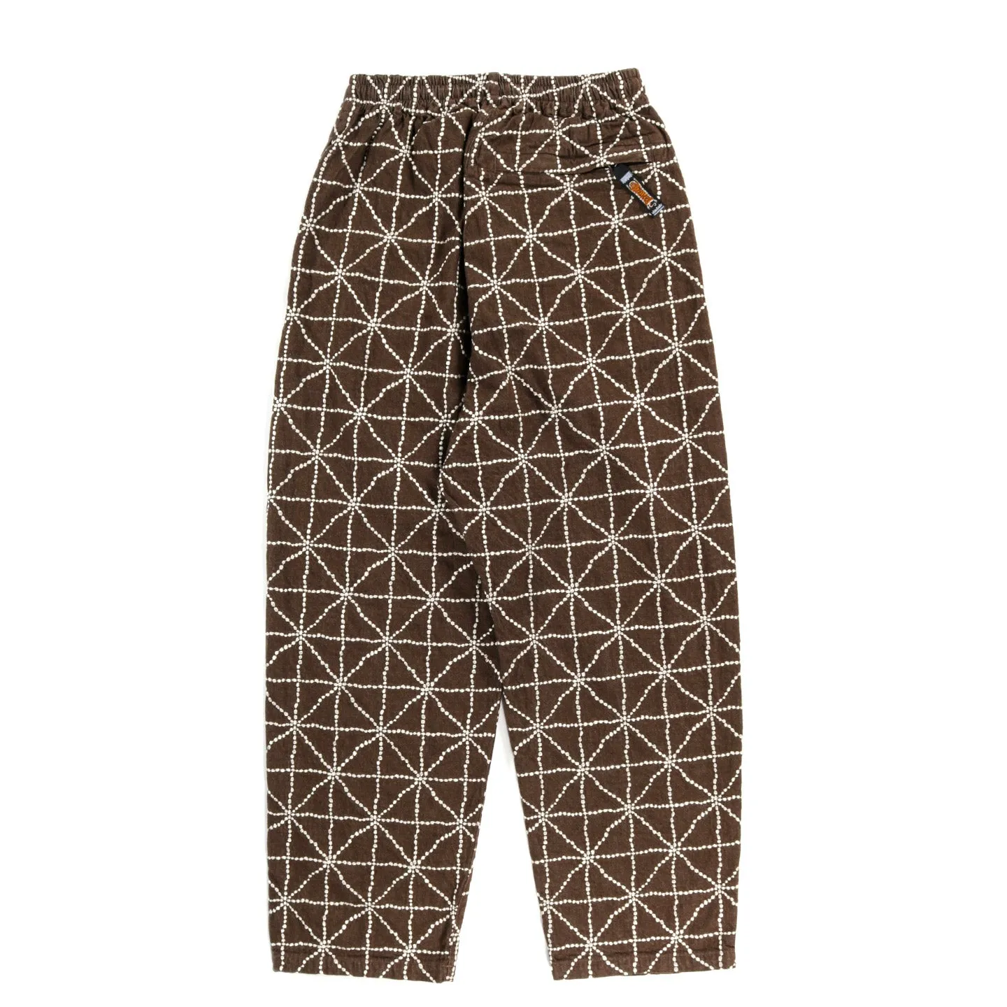 KAPITAL 8OZ COLOR DENIM FOLK-DOJO EMBROIDERY EASY PANTS  BROWN