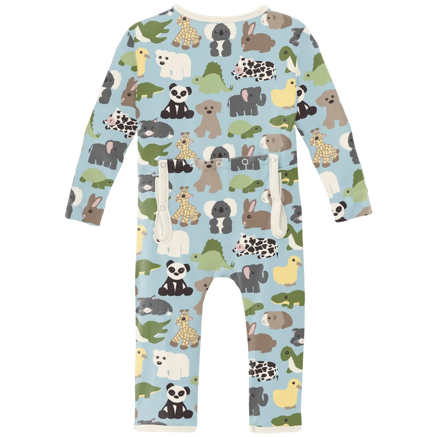 Kickee Pants Print Coverall w/ 2-way Zipper: Spring Sky Too Many Stuffies