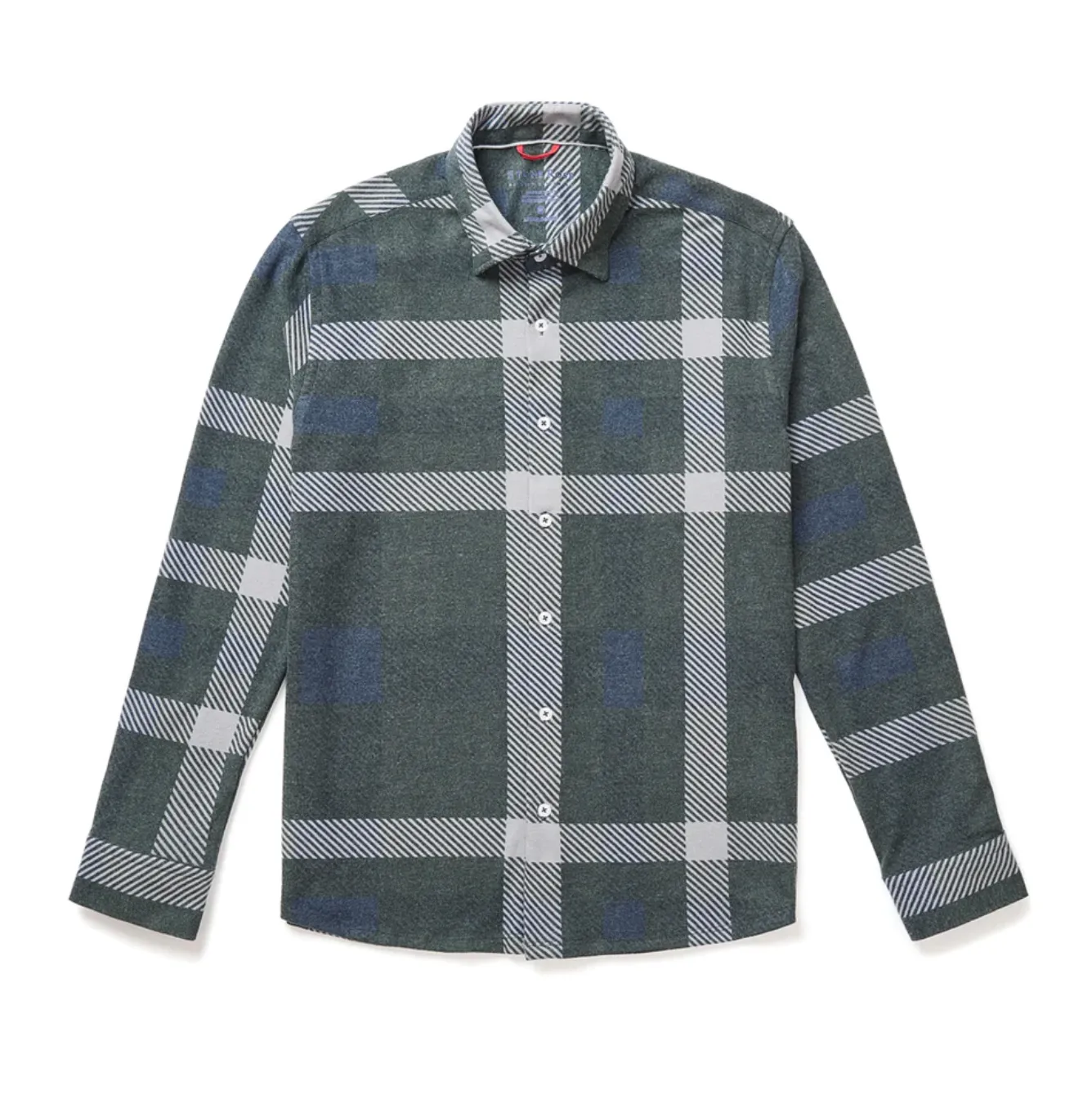 LARGE PLAID LONG SLEEVE KNIT SHIRT