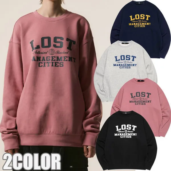 LMC  |Unisex Street Style Plain Cotton Oversized Logo Sweatshirts