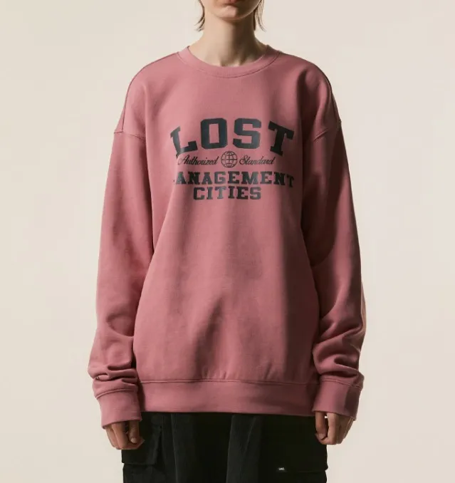 LMC  |Unisex Street Style Plain Cotton Oversized Logo Sweatshirts