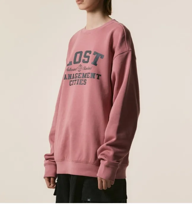 LMC  |Unisex Street Style Plain Cotton Oversized Logo Sweatshirts