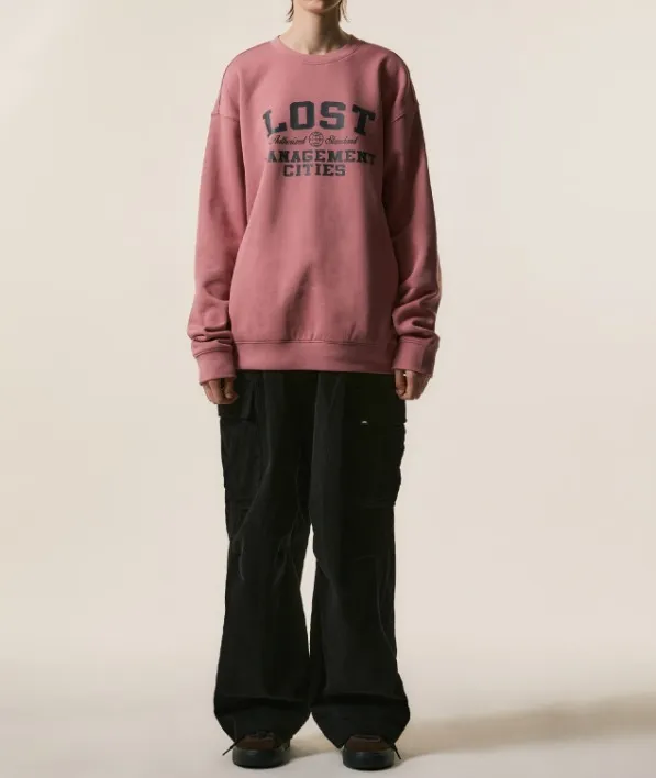 LMC  |Unisex Street Style Plain Cotton Oversized Logo Sweatshirts