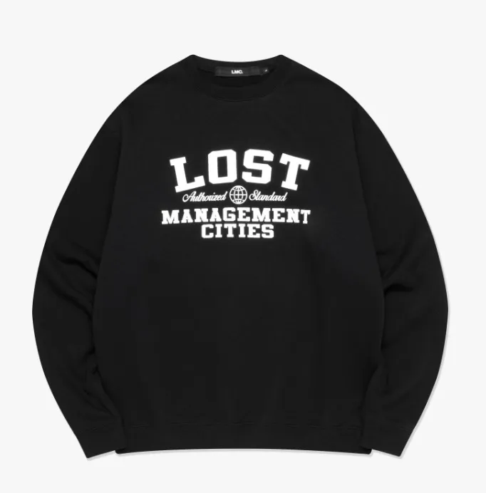 LMC  |Unisex Street Style Plain Cotton Oversized Logo Sweatshirts