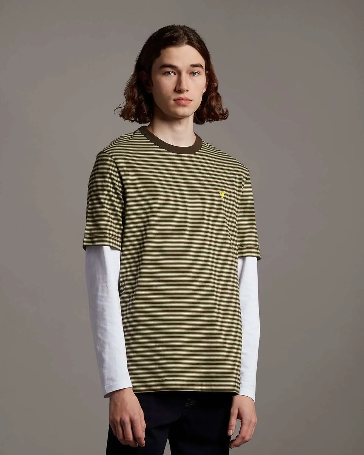 Lyle and Scott ARCHIVE Stripe T Shirt Moss