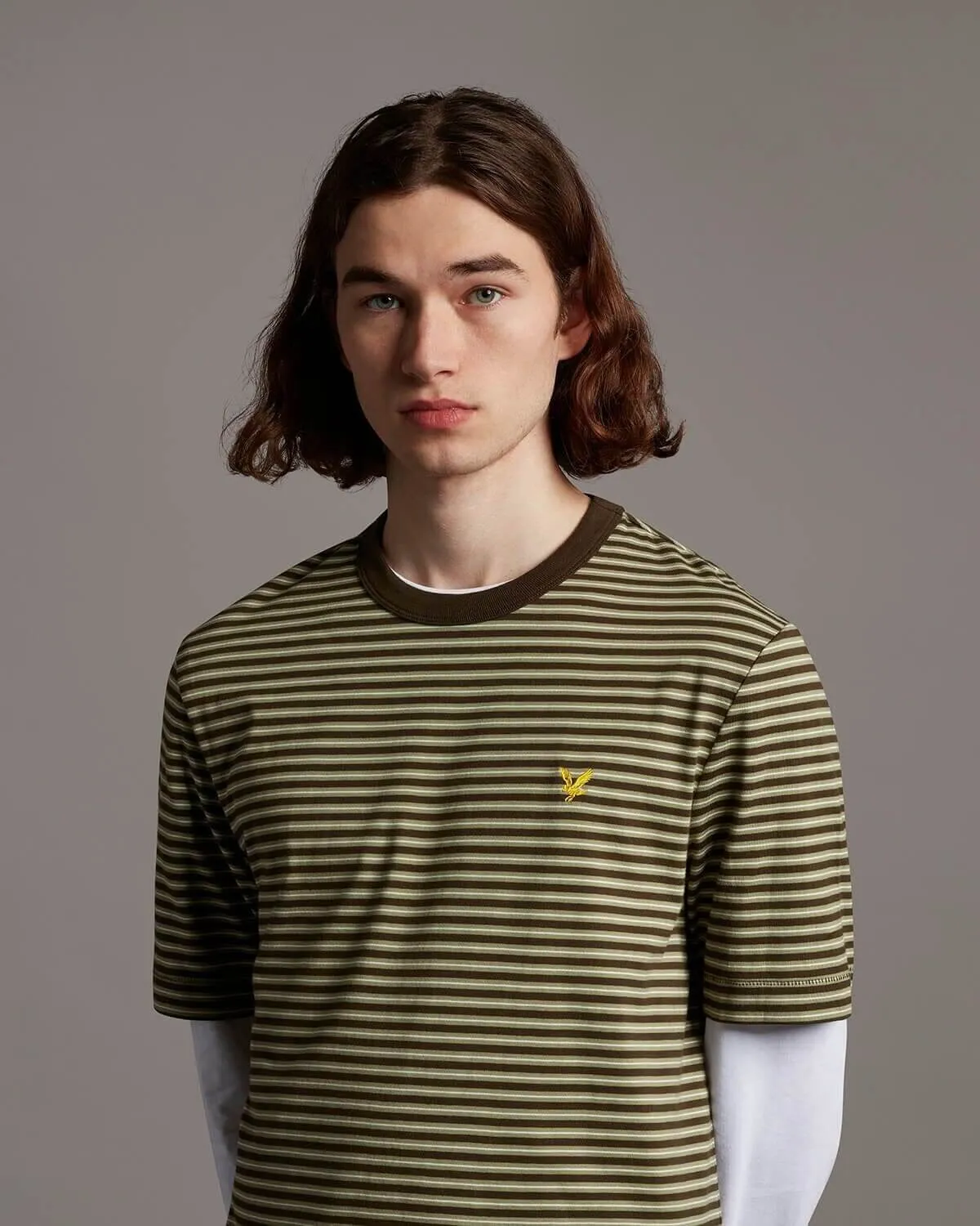 Lyle and Scott ARCHIVE Stripe T Shirt Moss