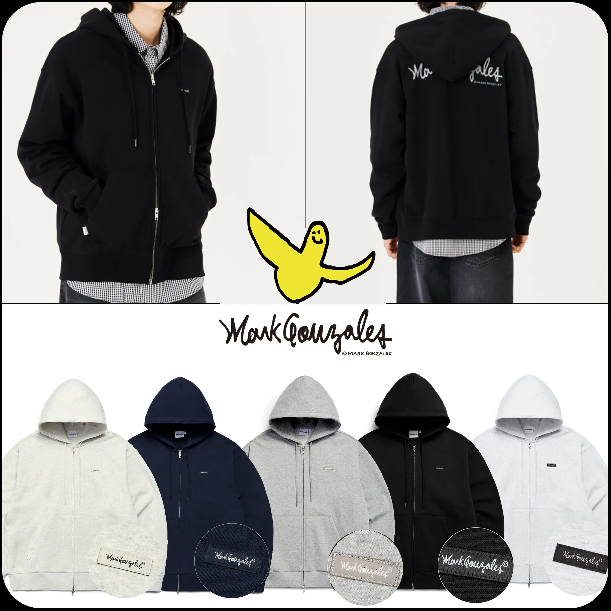 Mark Gonzales  |[MARK GONZALES] ★SIGN LOGO WAPPEN OG SWEAT ZIP-UP HOODIE