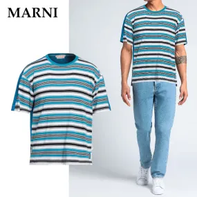 MARNI  |Crew Neck Stripes Cotton Short Sleeves Oversized Logo