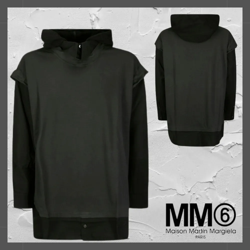 MM6 Maison Margiela  |Street Style Long Sleeves Plain Cotton Hoodies