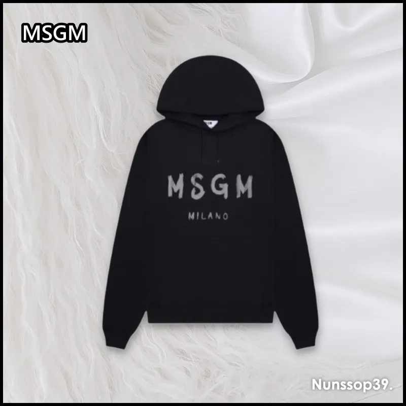 MSGM  |Street Style Long Sleeves Plain Cotton Logo Designers