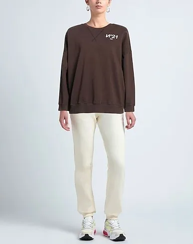 N21 numero ventuno  |Crew Neck Long Sleeves Plain Cotton Logo