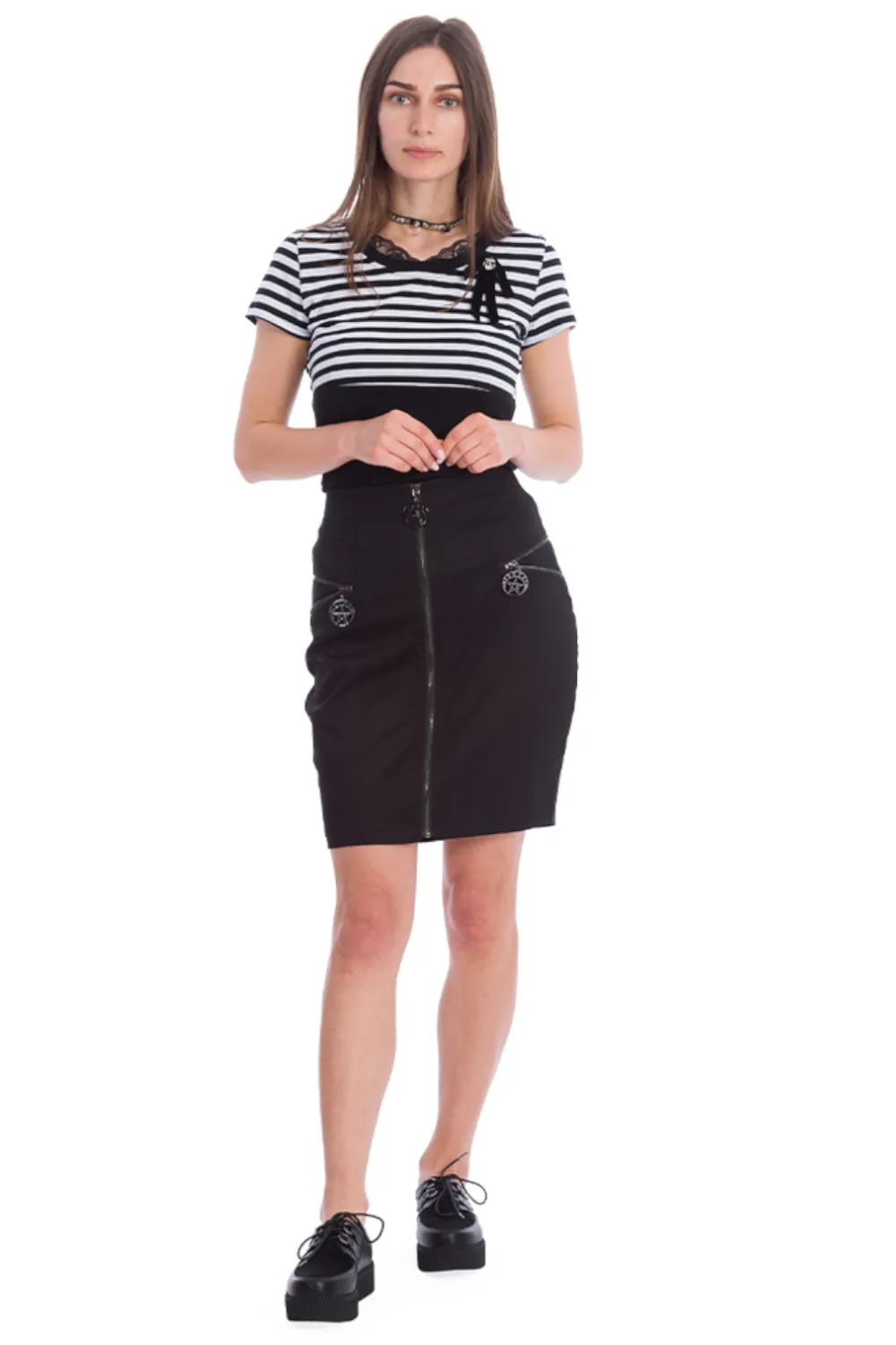 Night Zip Straight Skirt