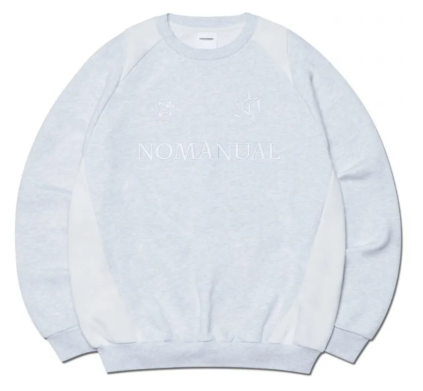 NOMANUAL  |Crew Neck Unisex Street Style U-Neck Long Sleeves Cotton