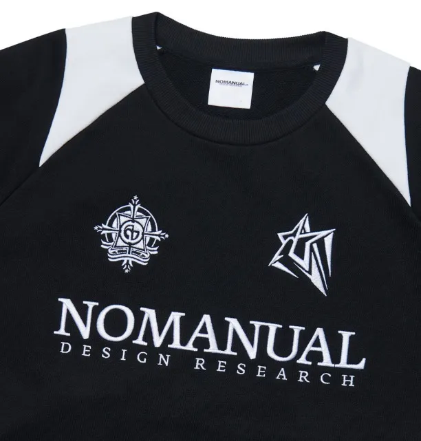 NOMANUAL  |Crew Neck Unisex Street Style U-Neck Long Sleeves Cotton