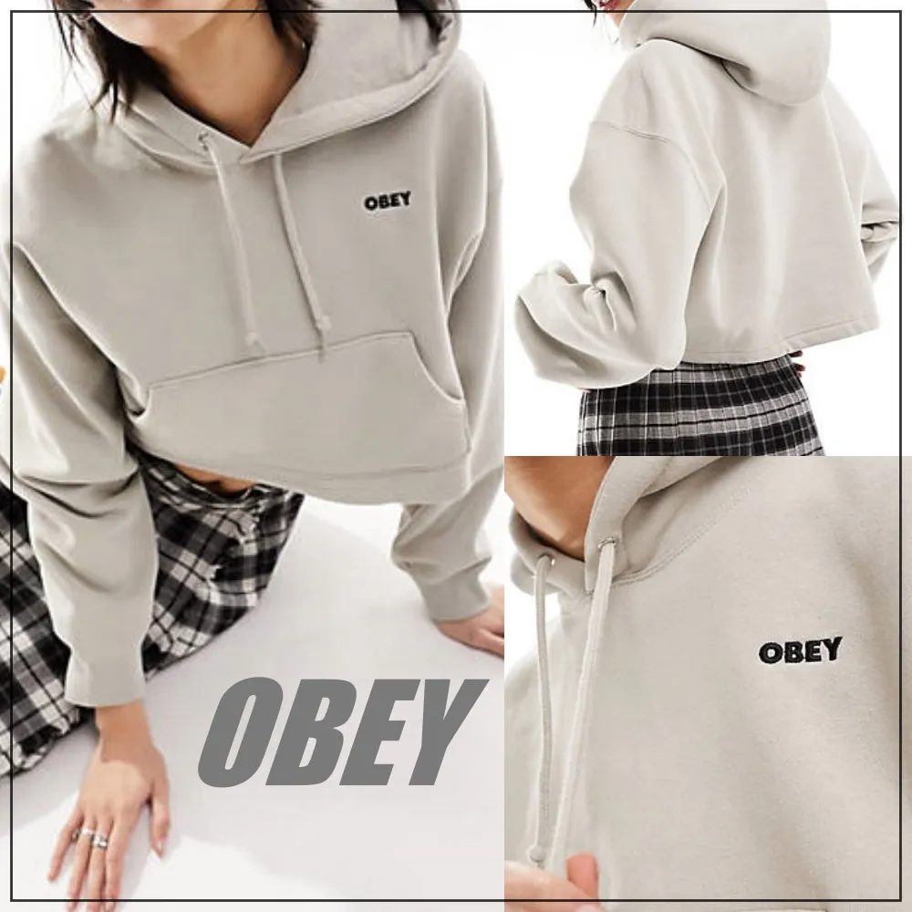 OBEY  |Street Style Long Sleeves Plain Logo Hoodies & Sweatshirts