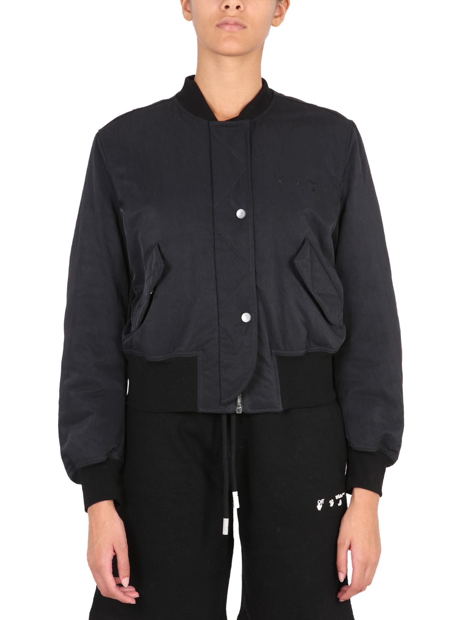 OFF-WHITE    BOMBER IN NYLON CON STAMPA LOGO