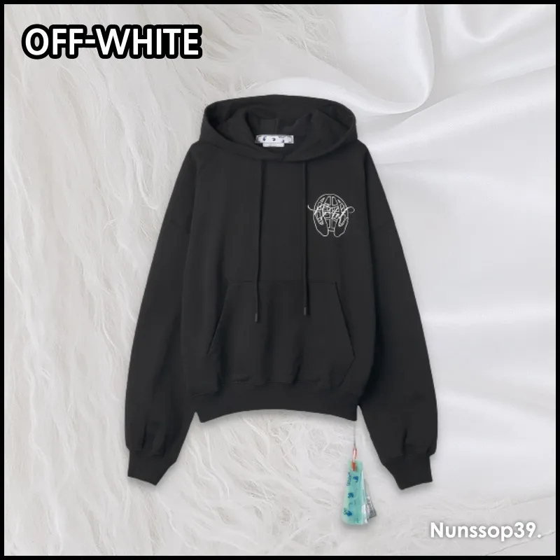 Off-White  |Street Style Long Sleeves Plain Logo Hoodies