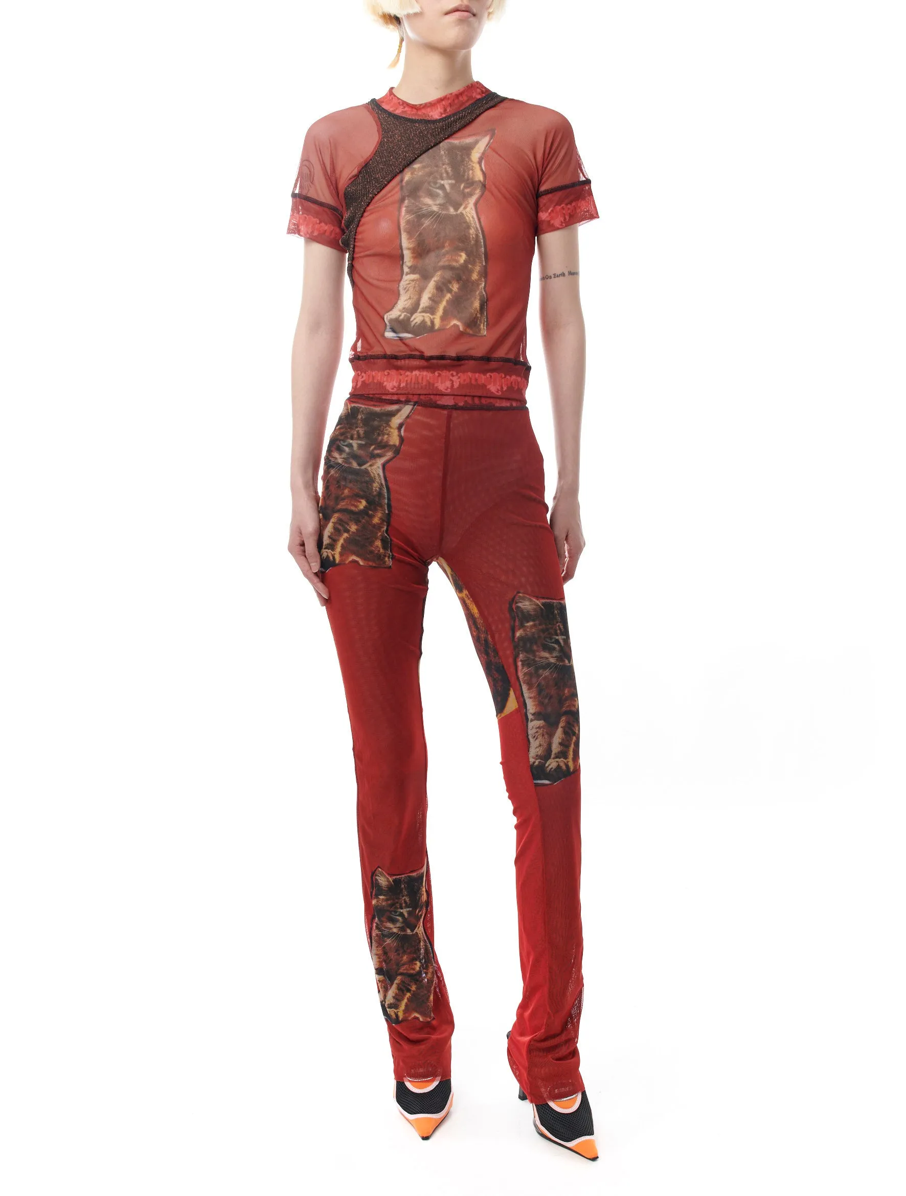 Ottolinger Mesh Cat Print Pants