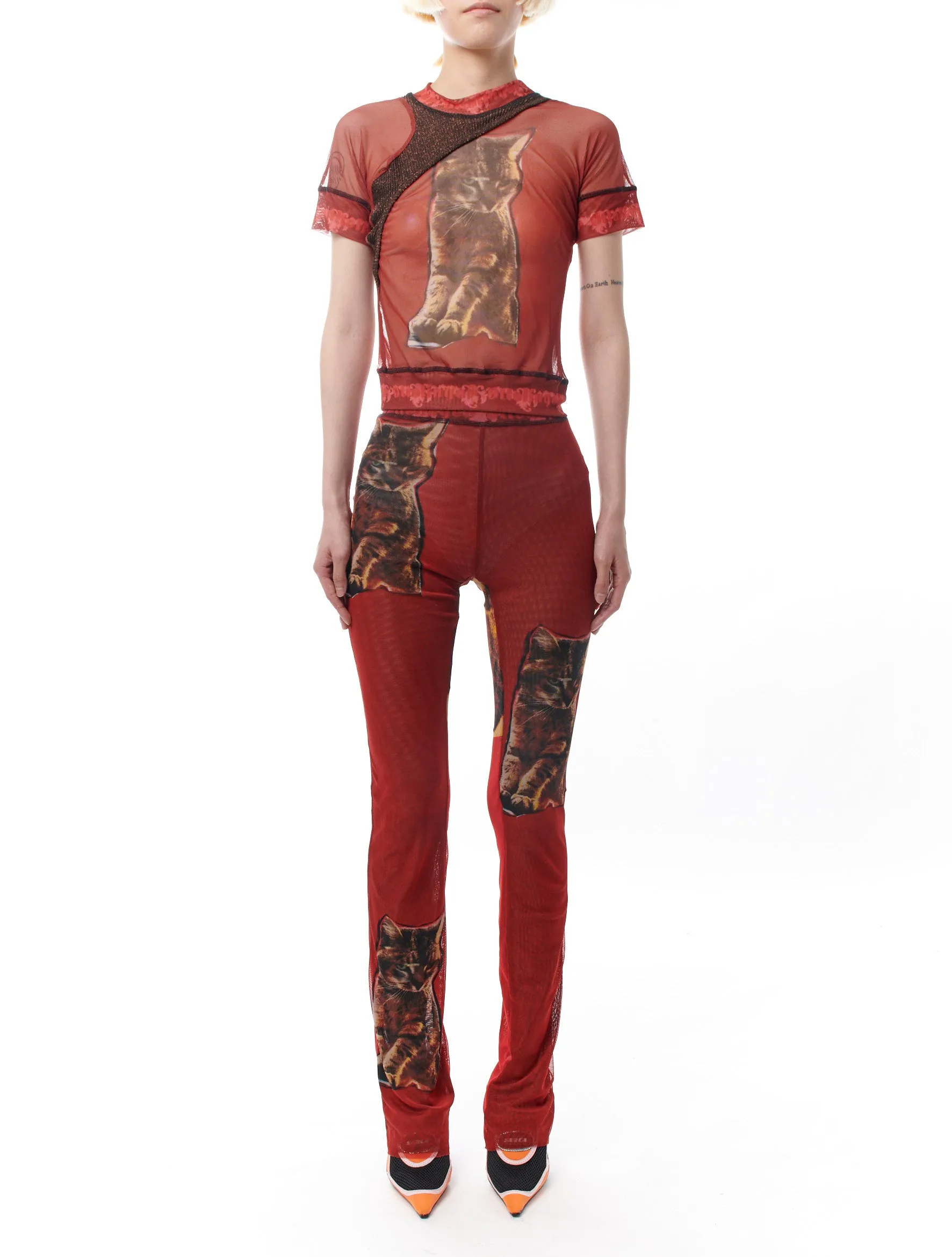 Ottolinger Mesh Cat Print Pants