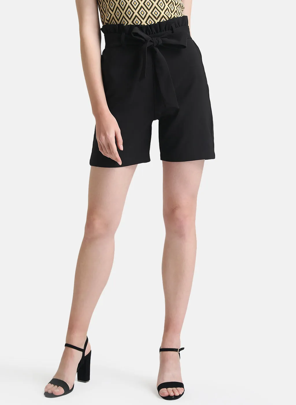 Paperbag Shorts With Belt And Elasticated Waist