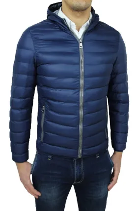 Piumino uomo Class invernale blu scuro giubbotto giacca bomber con cappuccio